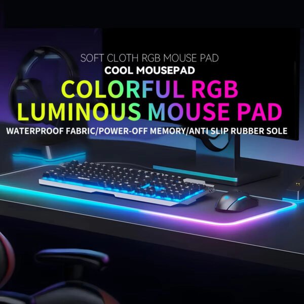RGB LED Gaming Mouse Pad – Soft Non-Slip Rubber Mat with Dynamic Lighting for Keyboard & Computer Accessories