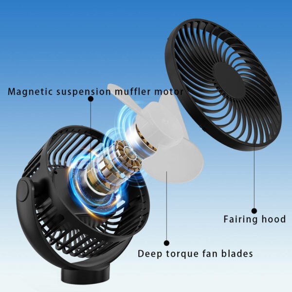 H418e2a0707db4610987785769318cd48Z.jpg Magnetic Rechargeable 6-Inch USB Electric Air Cooling Fan – 12000mAh Power Bank, Portable for Desk, Car, Dormitory & Outdoor Use