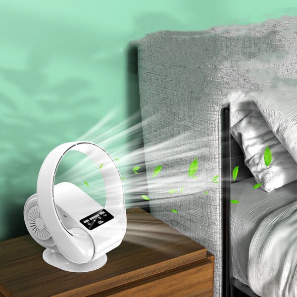 H52b4adc9bb3c440fbb4c895add115c7c5.jpg Bladeless Air Wall-Mounted Fan – Modern Design, Desktop & Wall Use, USB Rechargeable 4000mAh Battery, Remote Control