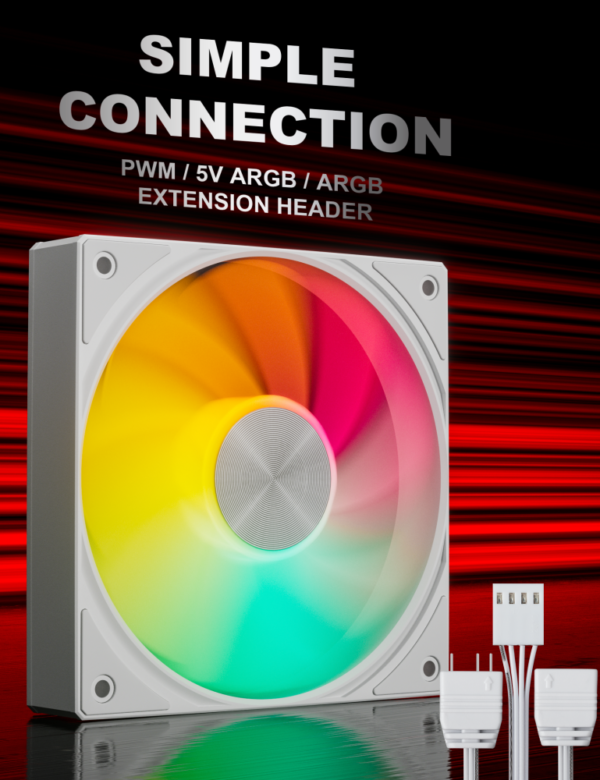 H5ba4169d28624011826c4a1280132d998.png UpHere 5V 3-PIN ARGB 120mm PWM PC Case Fans – Quiet Cooling, 1650 RPM