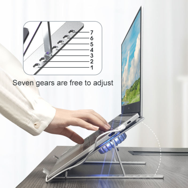 Portable Laptop Stand – Adjustable Height & Angle Computer Holder with Cooling Fan for Home Office