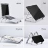 H7b220940fc614efcac0f830d0eba03baU.jpg Small Foldable Aluminum Laptop & Tablet Stand – Portable Metal Notebook and Mobile Holder for MacBook, iPad, and Smartphones