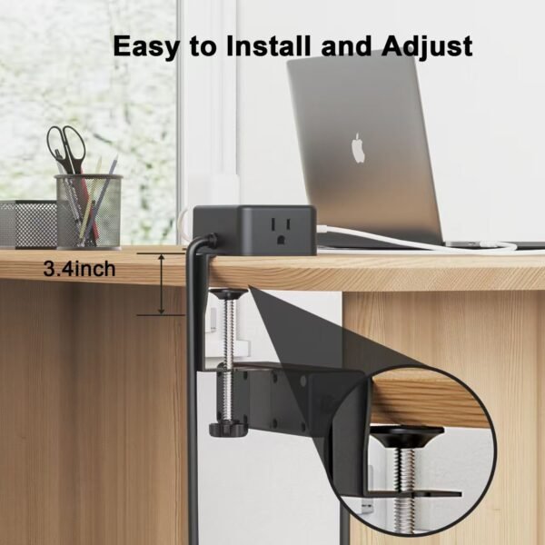 H948ffdd6b23b43538472138168511d10d.jpg Dual-Layer Desktop Edge Mount Surge Protector – 13 AC Outlets, 4 USB Ports (2 USB-C) for Office & Home