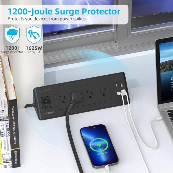 Haa20468283f242719bee0891bf10a847N.jpg USB-C Desk Clamp Power Strip Charging Station – 4 Outlets, 4 USB-A Ports, 2 Socket Extension for Tabletop