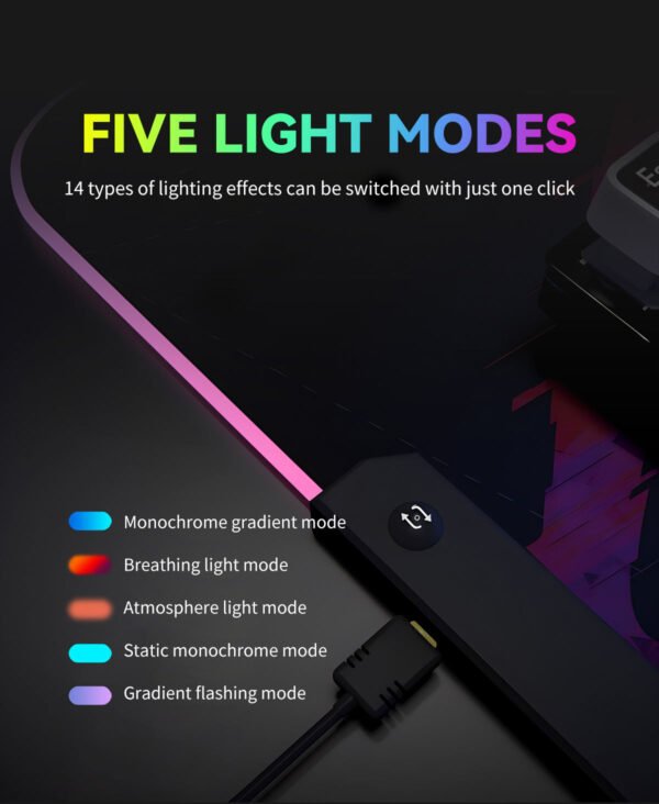 RGB LED Gaming Mouse Pad – Soft Non-Slip Rubber Mat with Dynamic Lighting for Keyboard & Computer Accessories