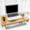 BSTW Bamboo Laptop Table & Monitor Stand Tower – Eco-Friendly Height-Increasing Desk with Storage Rack for Home Office