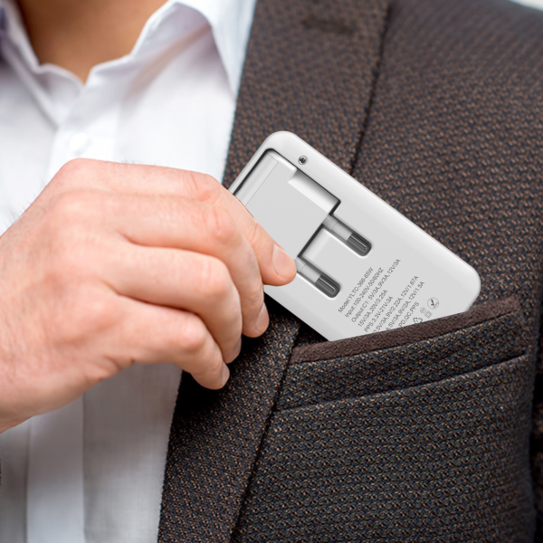 65W GaN Fast Charger with 2 USB-C Ports – Ultra-Thin Multifunctional Charger for Laptop, Tablet & Mobile Phone