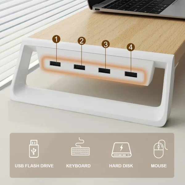 Monitor Riser with Built-in USB Ports – Ergonomic Stand for Laptop & PC