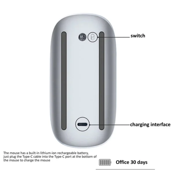 Wireless Bluetooth Rechargeable Silent Multi-Arc Touch Mouse Ultra-Thin Mouse for MacBook / Laptop