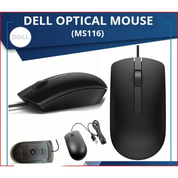 Dell MS111 / MS116 Optical USB Wired Mouse – Reliable & Comfortable Everyday Mouse